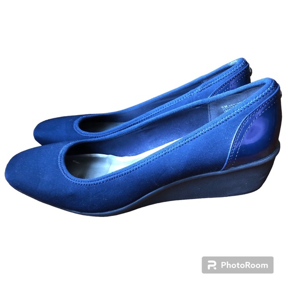 Anne Klein Sport Womens Wisher Pumps Navy Wedges Size 9 - Picture 2 of 9